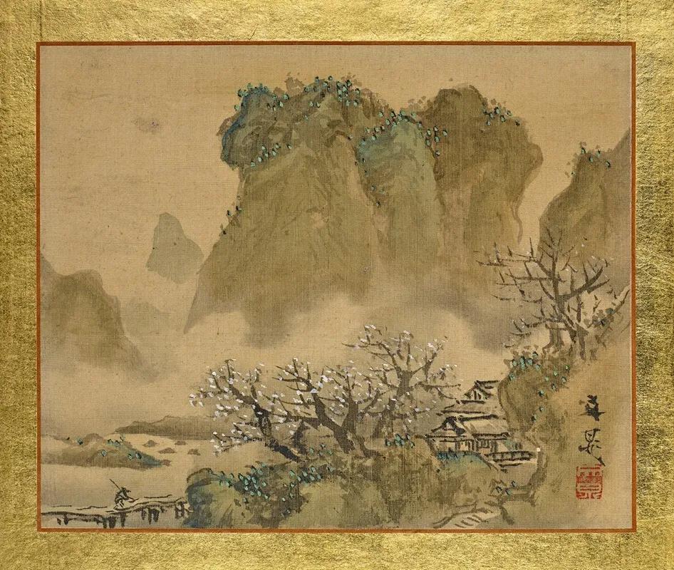 A Country House In A Valley With A Blossoming Plum Tree