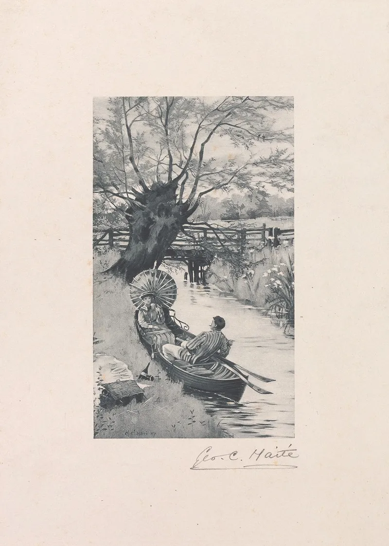 A Couple Boating Wall Art by George Charles Haité - High-Resolution Digital Print