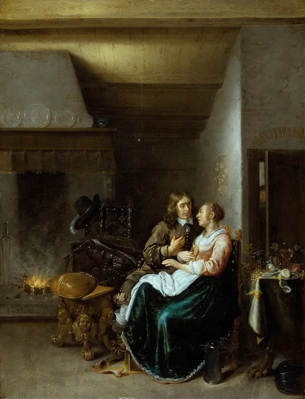 A Couple In An Interior Wall Art by Jan Miense Molenaer - High-Resolution Digital Print