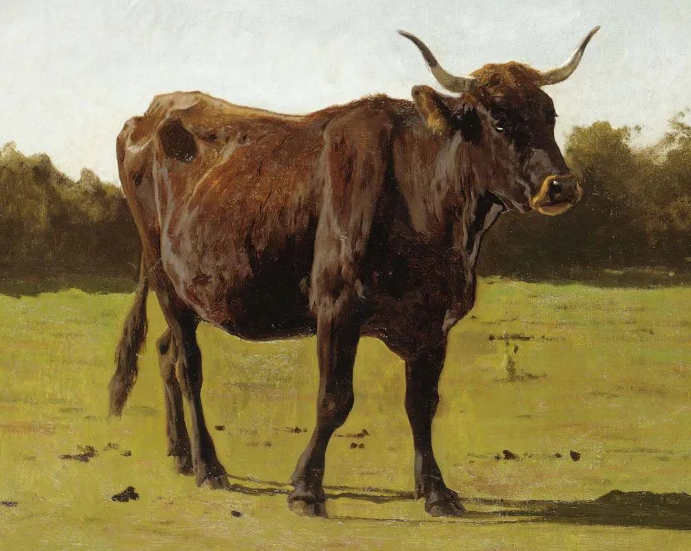 A Cow Grazing In A Meadow