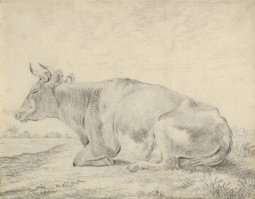 A Cow Lying In A Landscape Wall Art by Pieter Gerardus van Os - High-Resolution Digital Print