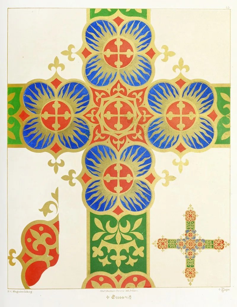 A Cross For A Frontal Or Vestment With Five Crosses Bayonne And Crowns Wall Art by Augustus Pugin - High-Resolution Digital Print