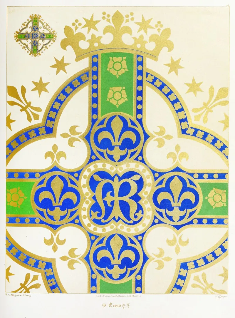 A Cross For A Frontal Or Vestment With Fleur De Lis Crowns And Stars Wall Art by Augustus Pugin - High-Resolution Digital Print