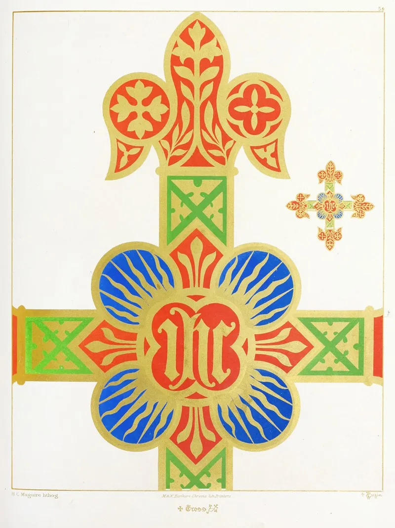 A Cross For A Frontal Or Vestment With The Holy Name In A Quatrefoil Wall Art by Augustus Pugin - High-Resolution Digital Print