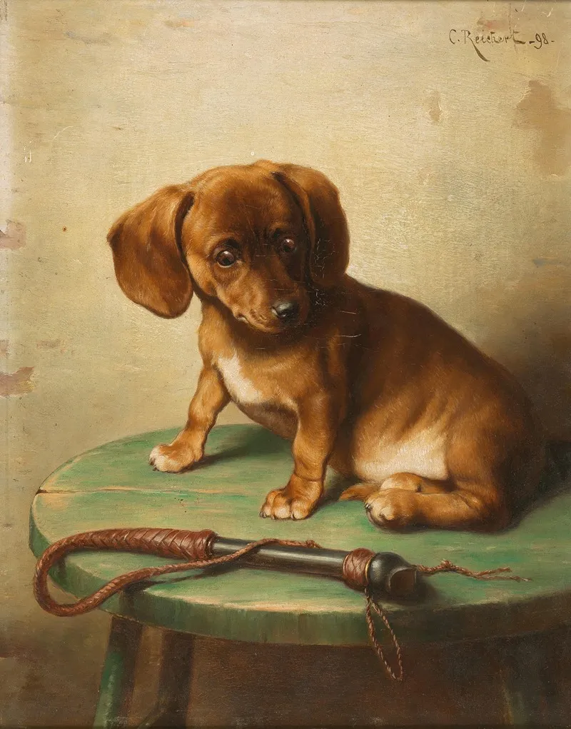 A Dachshund Puppy Wall Art by Carl Reichert - High-Resolution Digital Print