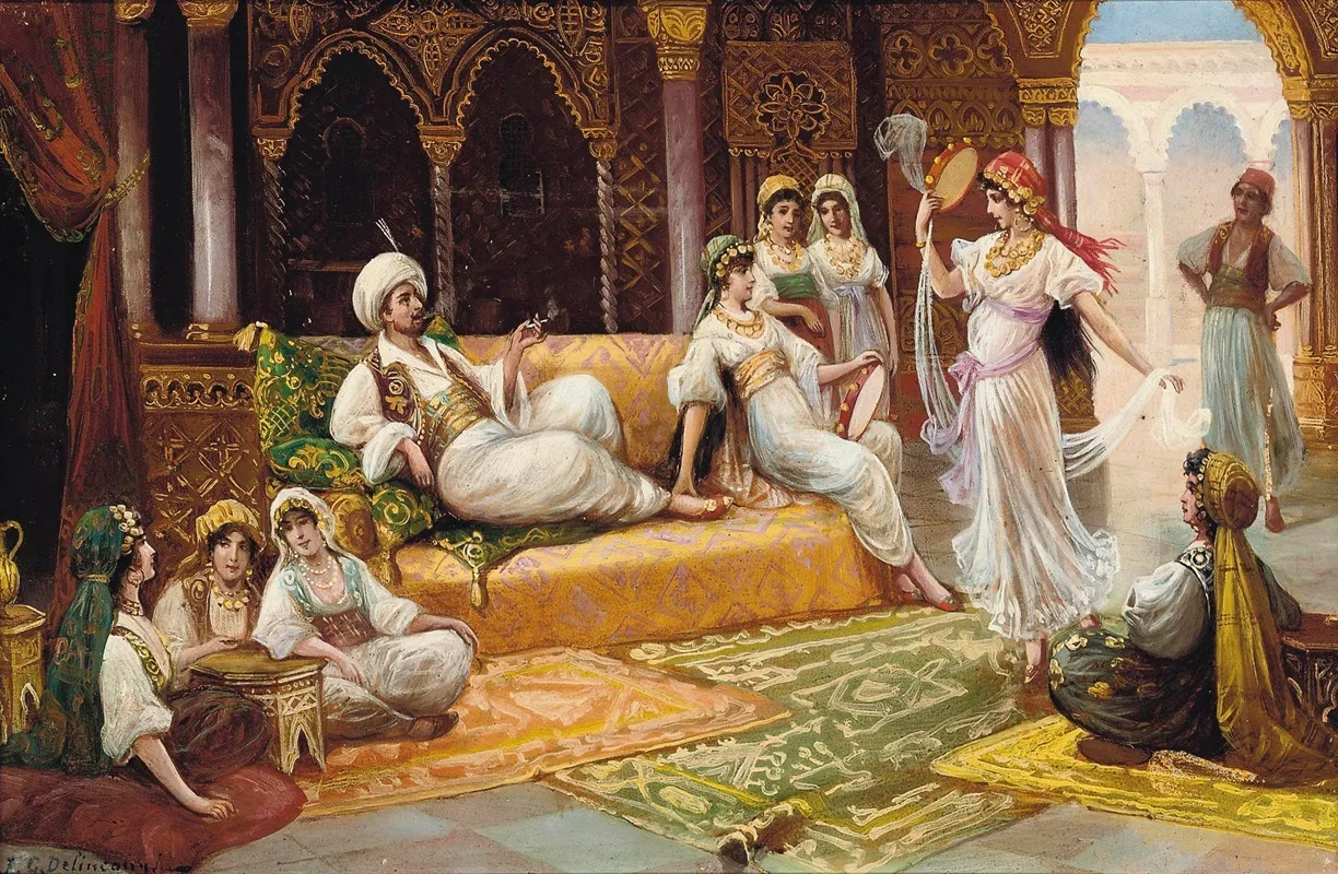 A Dance In The Harem Wall Art by J.G. Delincourt - High-Resolution Digital Print