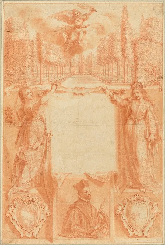 A Design For A Frontispiece Viridarium Sacrae Ac Profanae Eruditionis Wall Art by Grégoire Huret - High-Resolution Digital Print