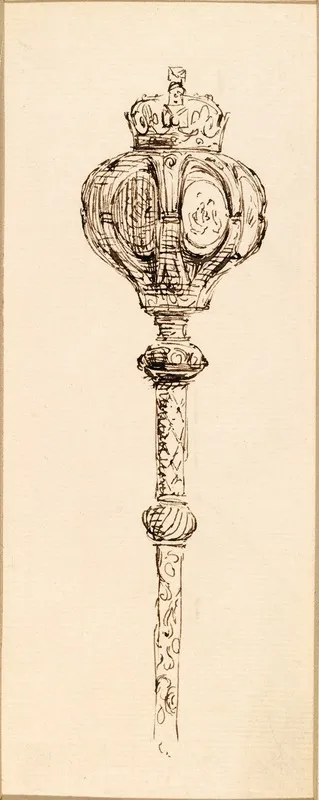 A Design For The Top Of The Mace Of The Royal College Of Physicians Of Ireland Wall Art by Frederic William Burton - High-Resolution Digital Print