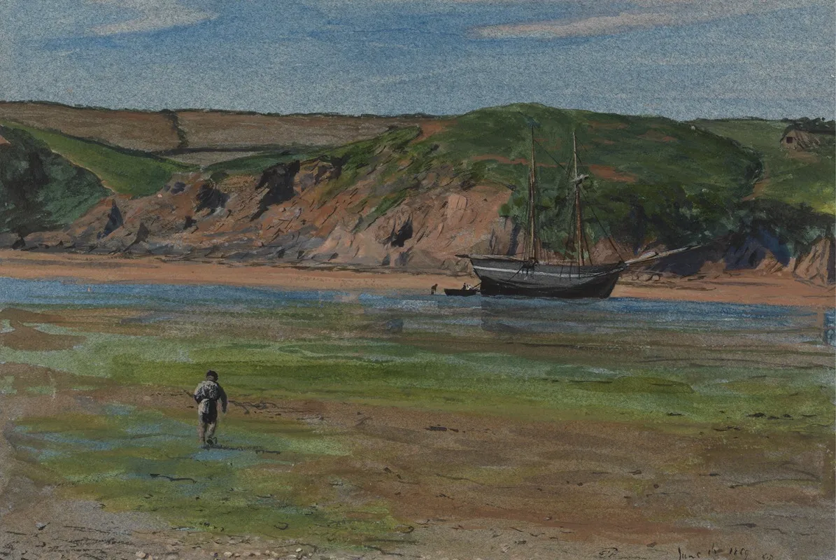 A Devon River At Low Tide June 16 1859 Wall Art by Edward Thompson Davis - High-Resolution Digital Print