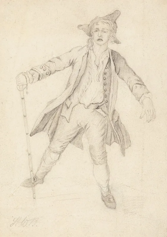 A Dishevelled Man Grimacing And Walking Awkwardly With A Cane
