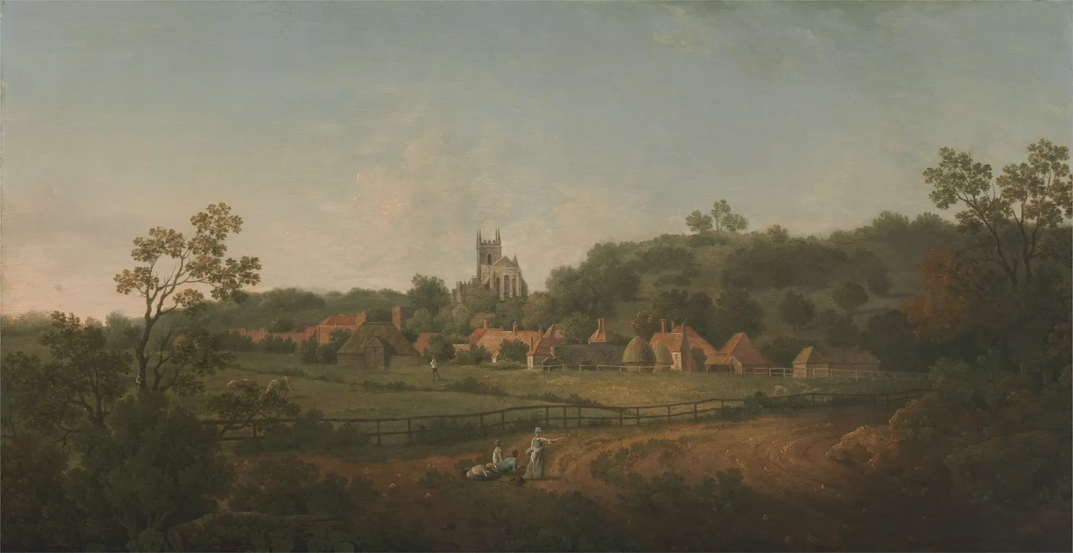 A Distant View Of Hythe Village And Church Kent Wall Art by Arthur Nelson - High-Resolution Digital Print