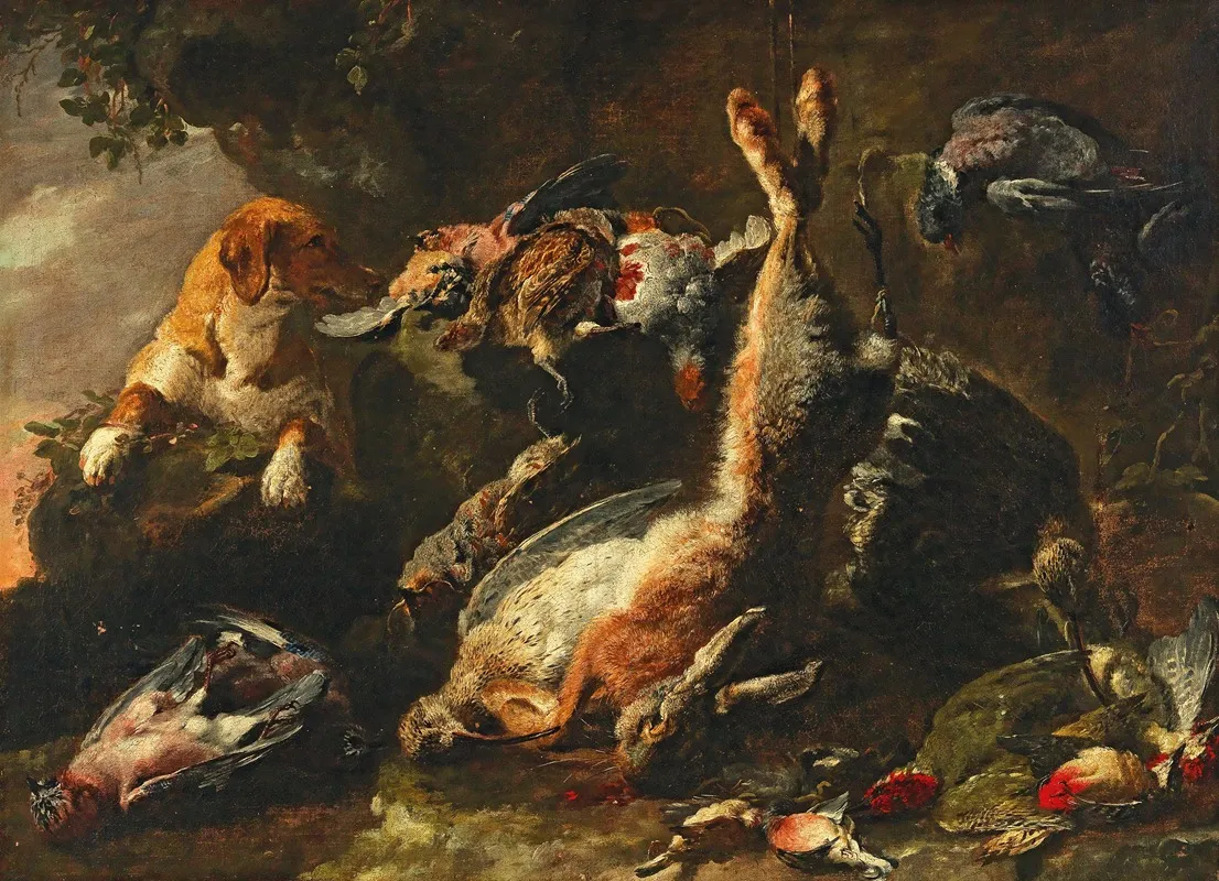 A Dog Guarding Game Wall Art by Jan Fyt - High-Resolution Digital Print