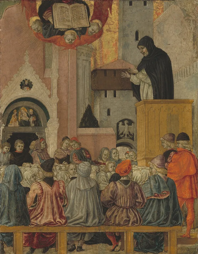 A Dominican Preaching Wall Art by Agnolo degli Erri - High-Resolution Digital Print