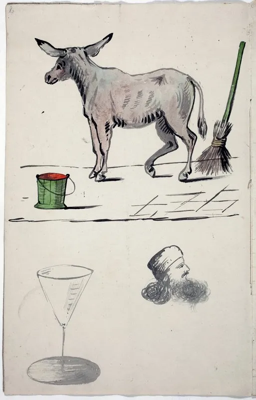 A Donkey Wineglass Head Of A Man With Turban And Beard