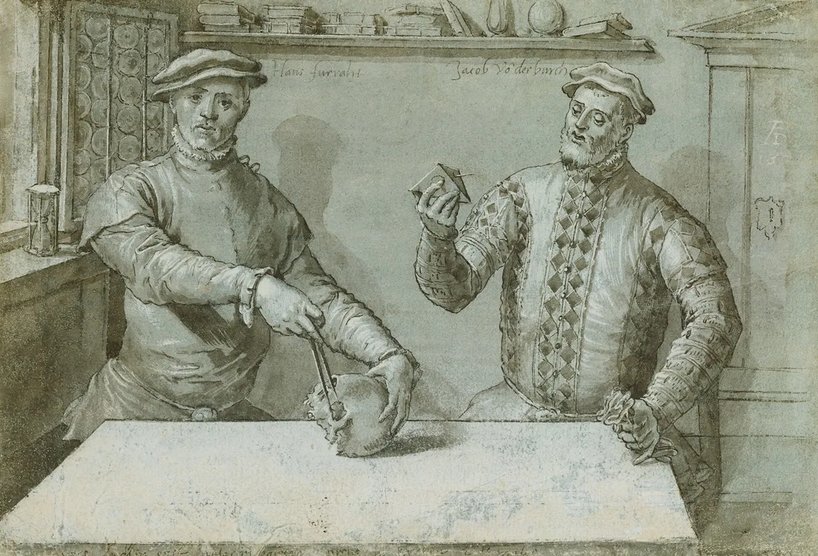 A Double Portrait Of Hans Furraht And Jacob Von Der Burch Wall Art by Ludger Tom Ring the Younger - High-Resolution Digital Print