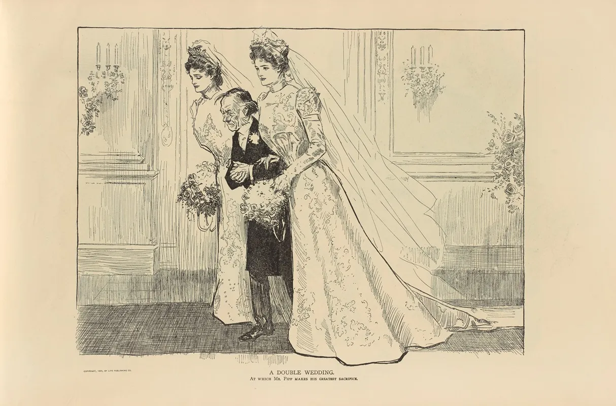 A Double Wedding Wall Art by Charles Dana Gibson - High-Resolution Digital Print
