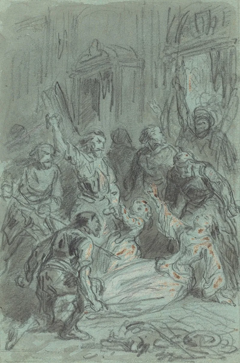 A Dramatic Scene With A Fainting Woman