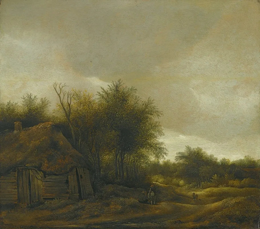 A Dune Landscape With Figures On A Sandy Path Near A Cottage Wall Art by Guillam Dubois - High-Resolution Digital Print