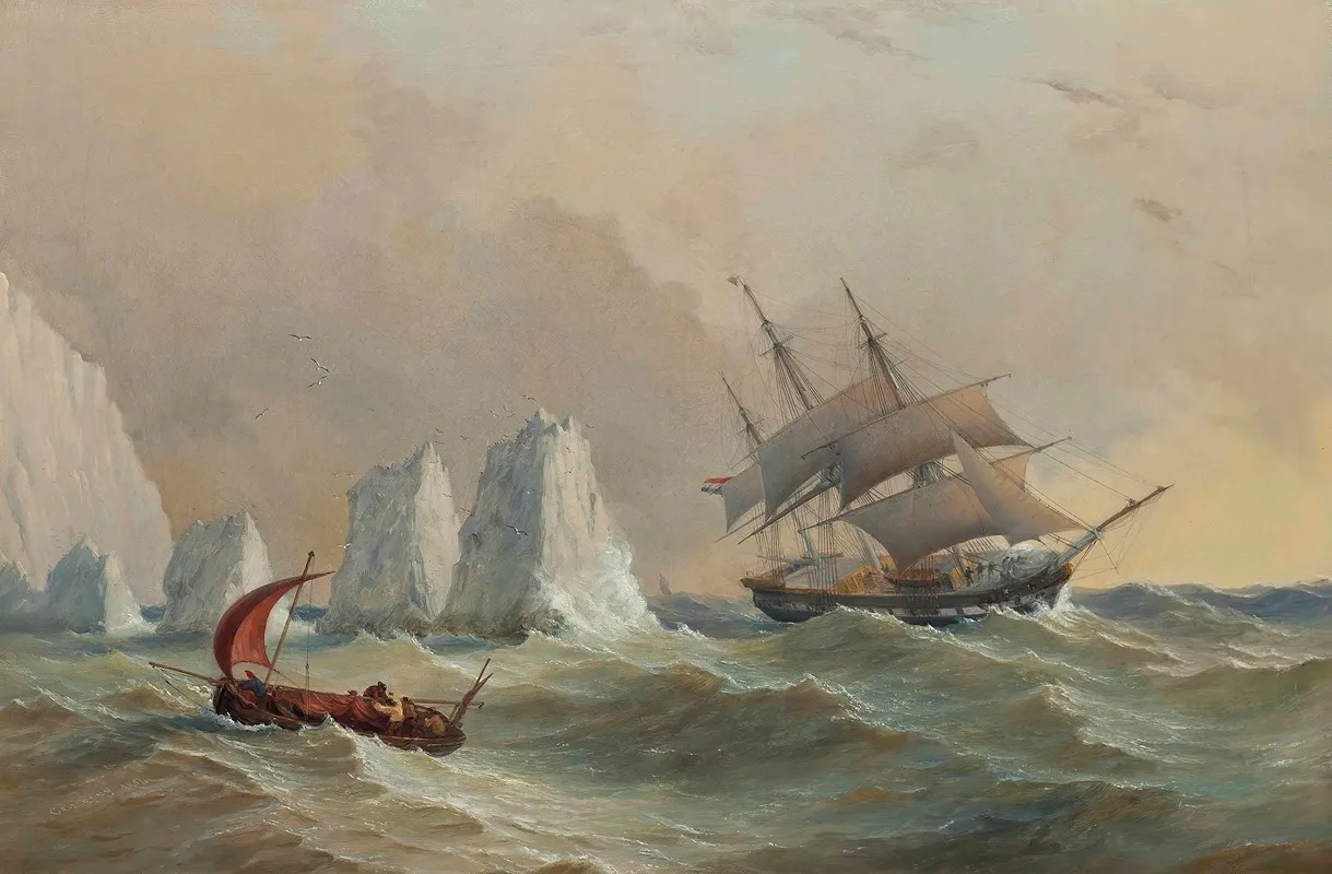 A Dutch Merchantman Passing The Needles Wall Art by Charles Gregory - High-Resolution Digital Print