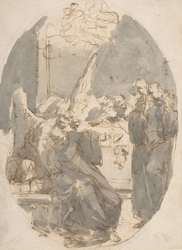 A Dying Ecclesiastic Supported By An Angel Wall Art by Gaetano Gandolfi - High-Resolution Digital Print
