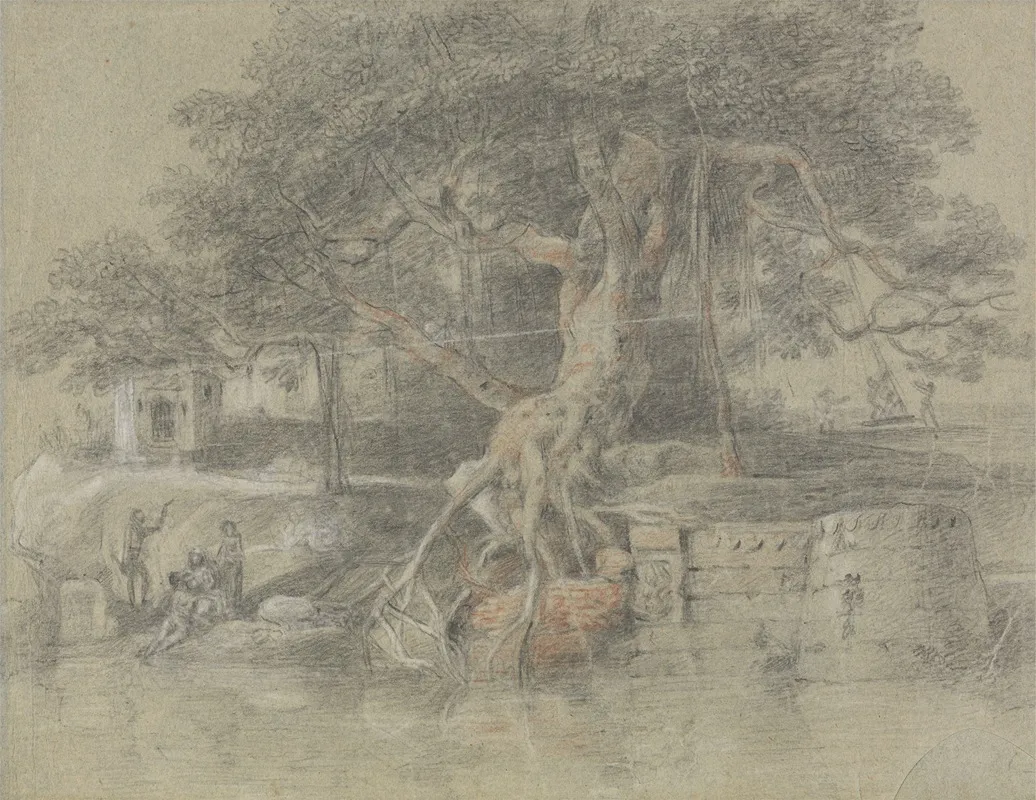 A Dying Hindu Brought To The River Ganges Wall Art by Johan Joseph Zoffany - High-Resolution Digital Print