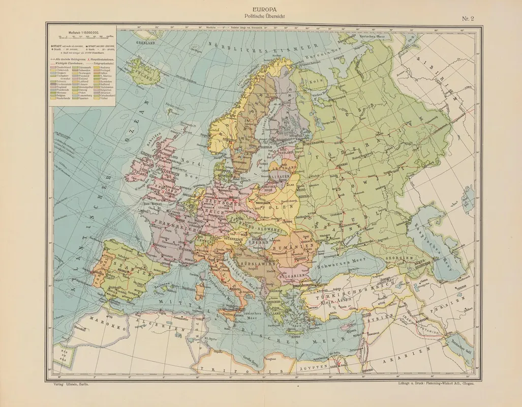 A Europa Politische Ubersicht Wall Art by Geographisches Institut der Flemming-Wiskott - High-Resolution Digital Print
