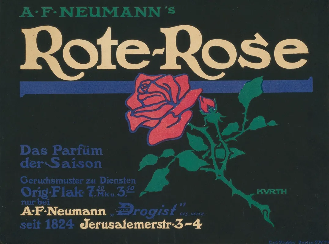 A F Neumanns Rote Rose Das Parfum Der Saison Wall Art by Kurth - High-Resolution Digital Print