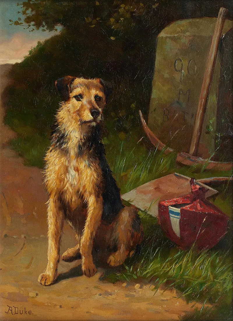 A Faithful Companion Rough Coat Terrier Wall Art by Alfred Duke - High-Resolution Digital Print