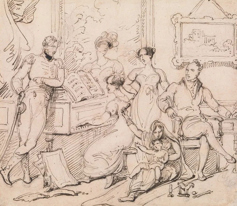 A Family Group Around A Piano