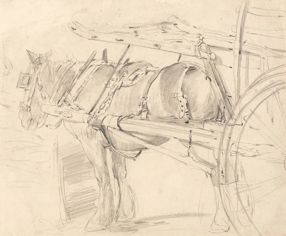 A Farm Horse Harnessed To A Cart Executed At Or Near Canterbury