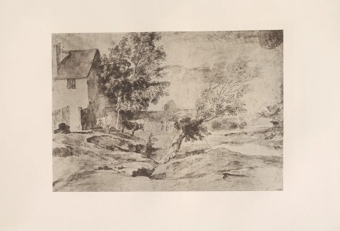 A Farmyard Scene Wall Art by Lionel Cust - High-Resolution Digital Print