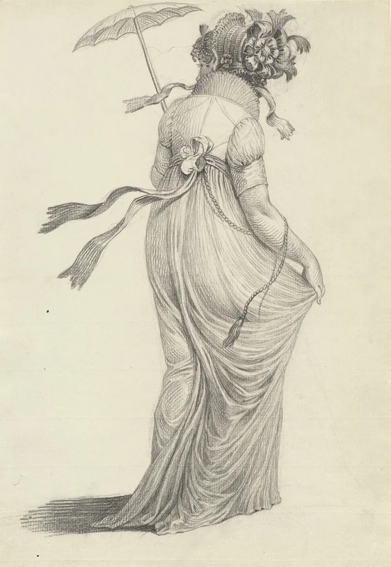A Fashionable Young Woman Seen From Behind