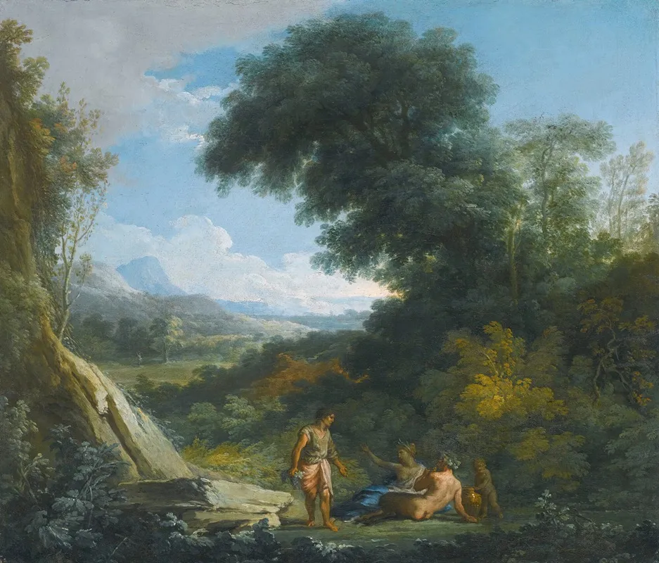 A Faun And A Nymph Reclining In A Landscape