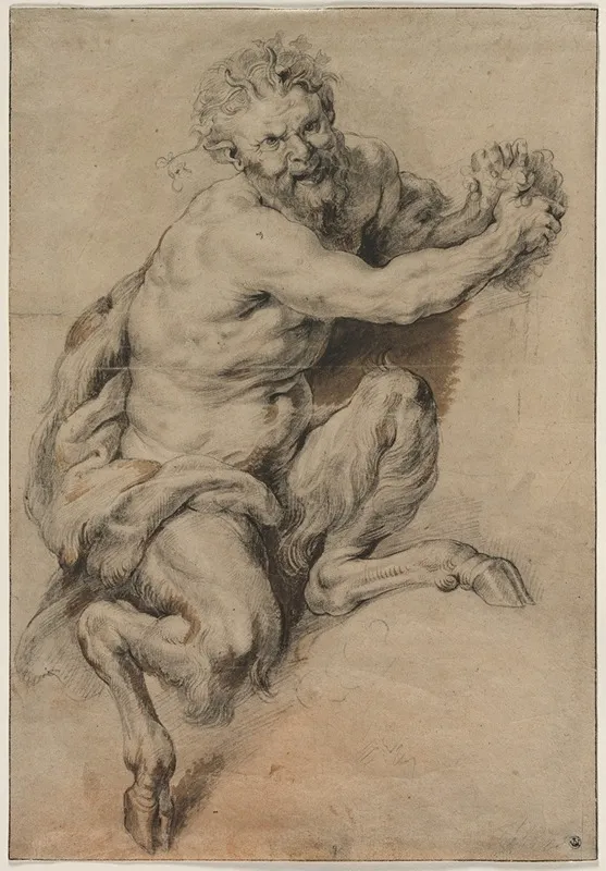 A Faun Grasping A Bunch Of Grapes Wall Art by Peter Paul Rubens - High-Resolution Digital Print