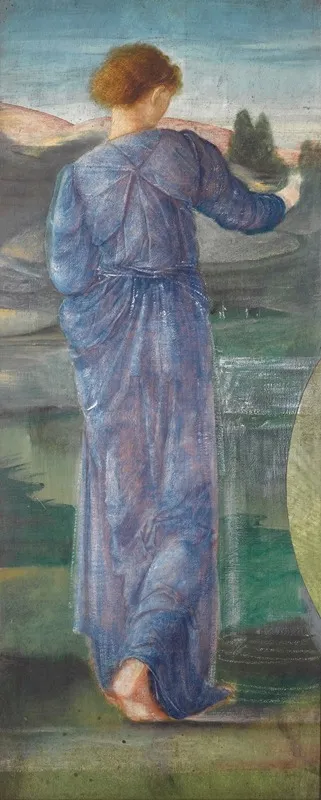 A Female Figure In A Landscape Wall Art by Sir Edward Coley Burne-Jones - High-Resolution Digital Print