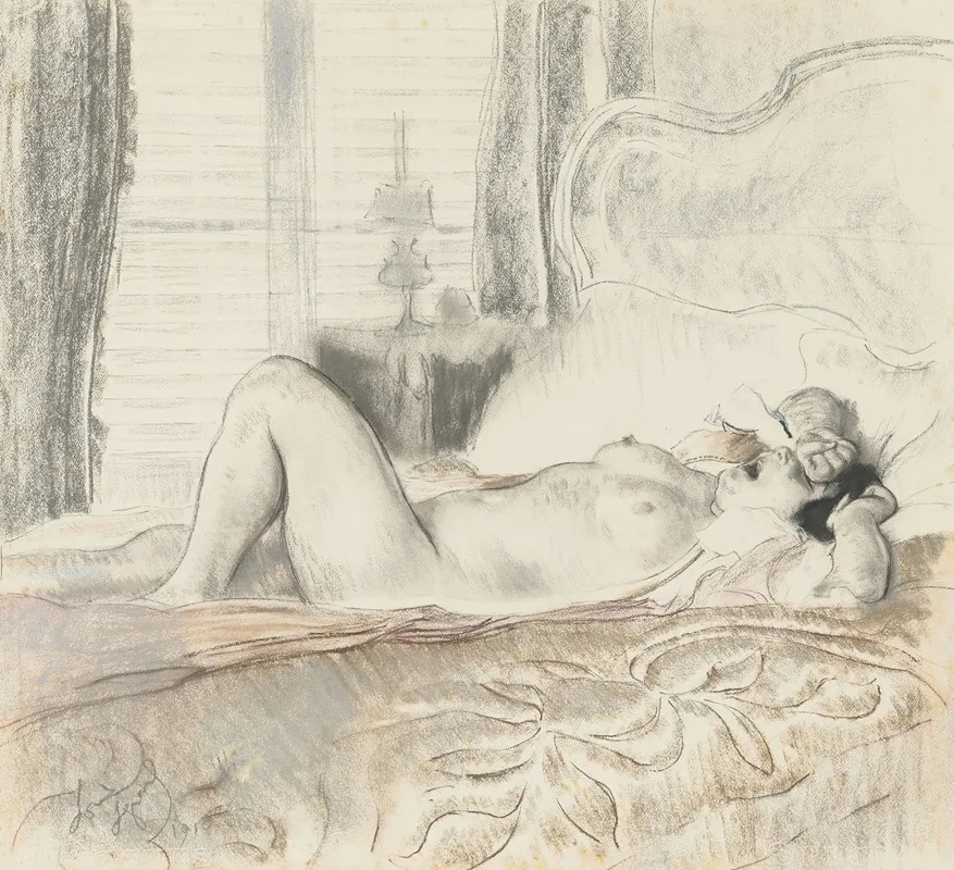 A Female Nude Awakening From Sleep Wall Art by Louis Legrand - High-Resolution Digital Print