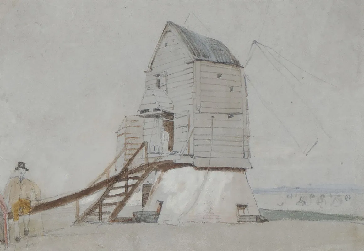 A Figure Beside A Windmill Wall Art by George Bryant Campion - High-Resolution Digital Print