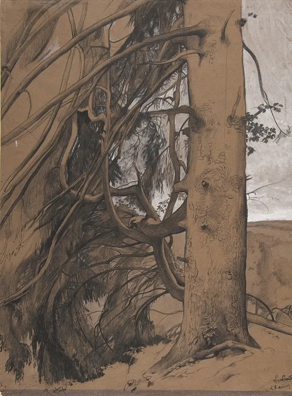 A Fir Tree In The Forest Of The Landes Aquitane Wall Art by René-Ernest Huet - High-Resolution Digital Print