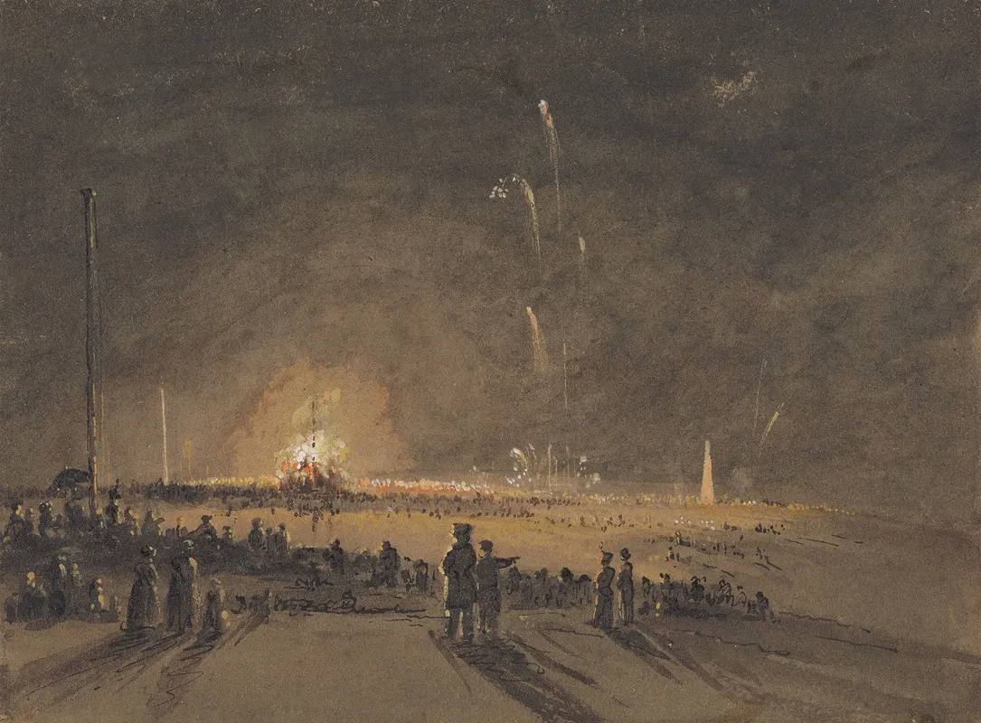 A Fireworks Display Wall Art by John Wilson Carmichael - High-Resolution Digital Print