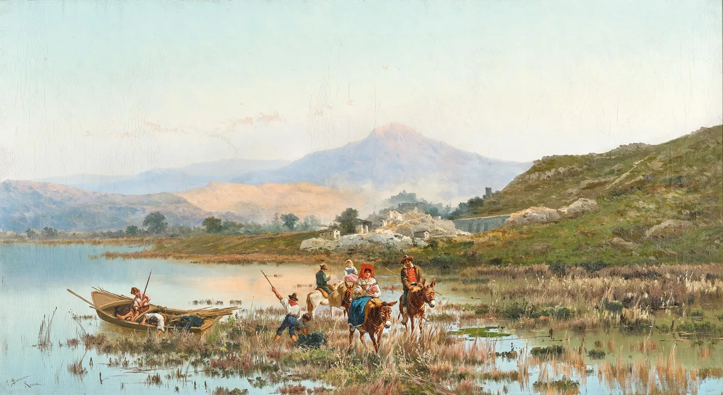 A Fishermans Family By Lake Fucino