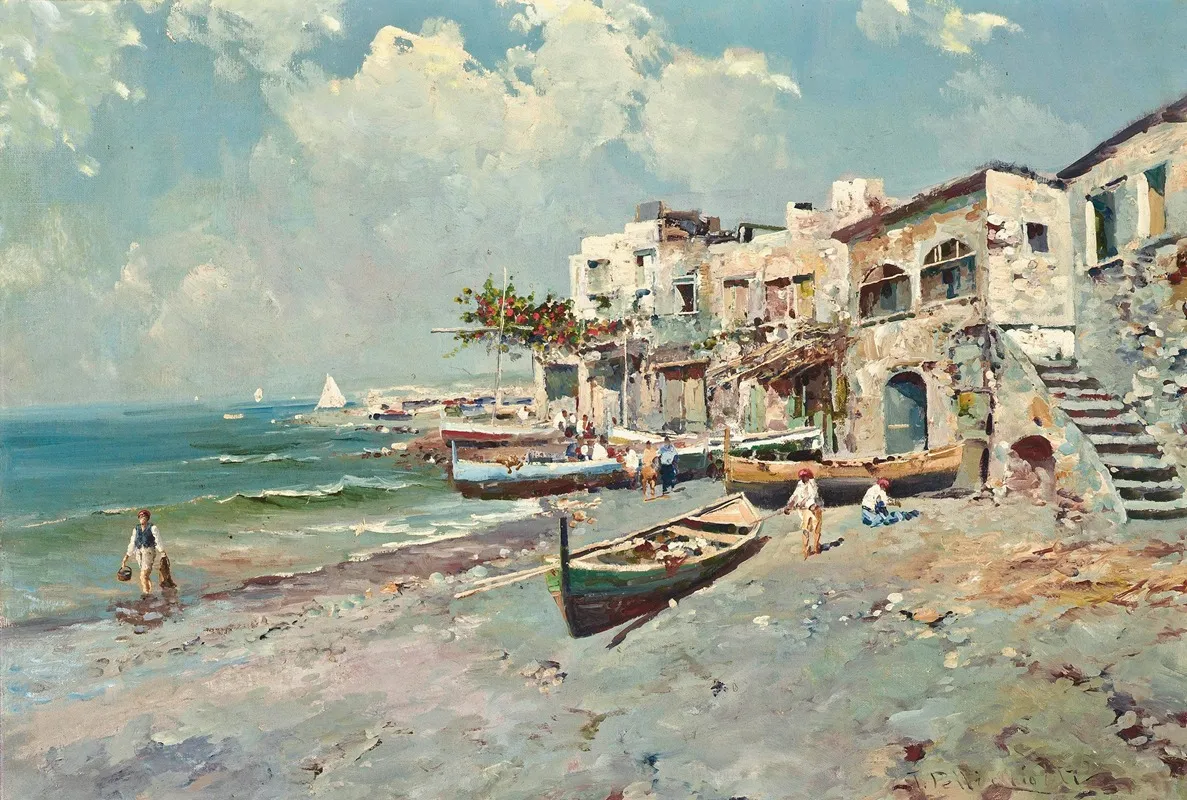 A Fishing Village On The Amalfi Coast Wall Art by Tito Pellicciotti - High-Resolution Digital Print