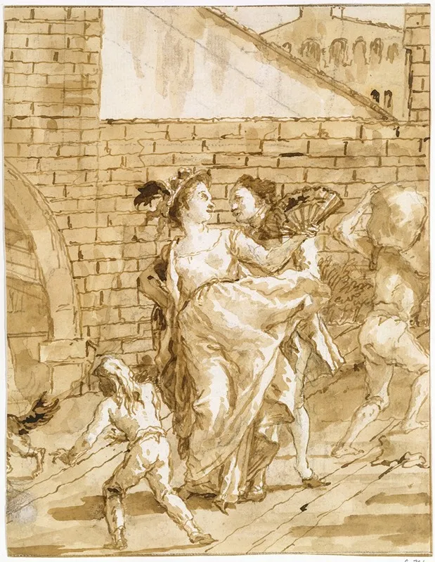 A Flirtation 2 Wall Art by Giovanni Domenico Tiepolo - High-Resolution Digital Print