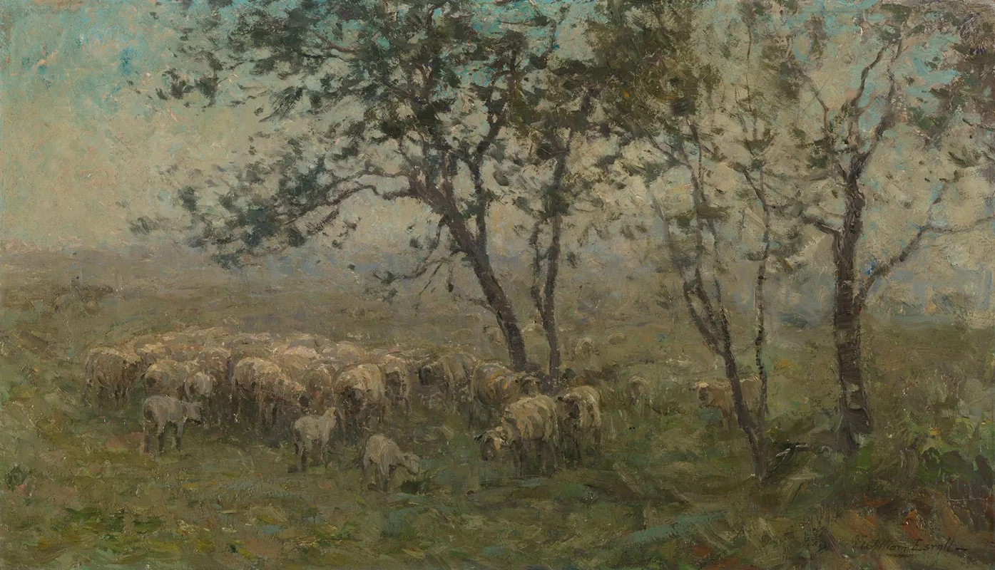 A Flock Of Sheep 2 Wall Art by William Charles Estall - High-Resolution Digital Print