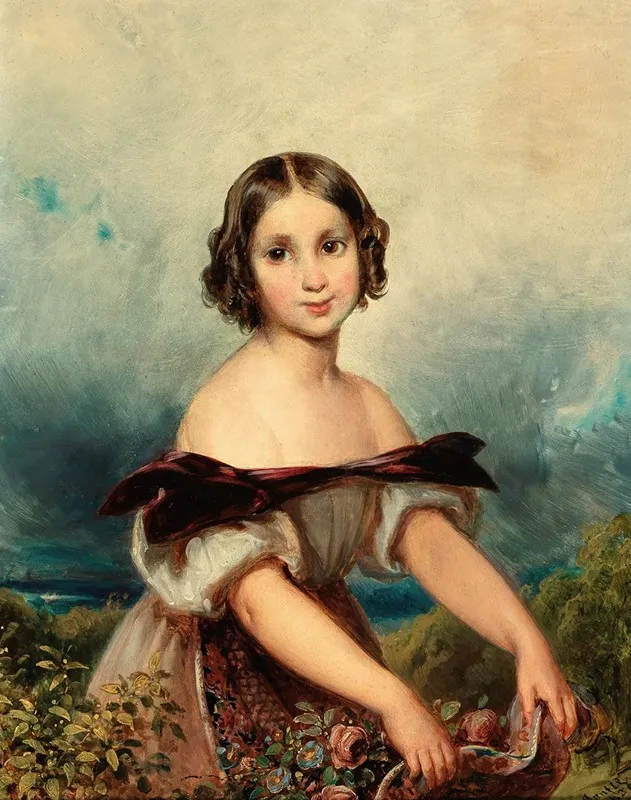 A Flower Girl Wall Art by Johann Matthias Ranftl - High-Resolution Digital Print