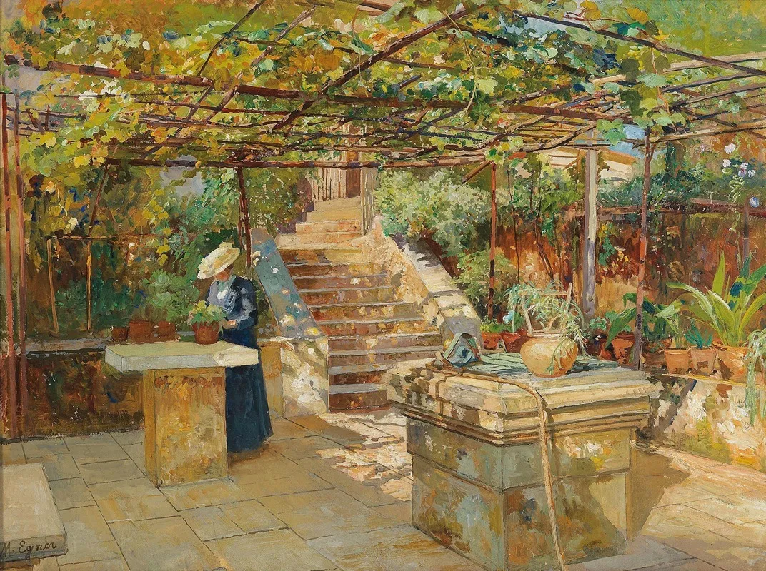 A Flower Lover On A Sunny Terrace