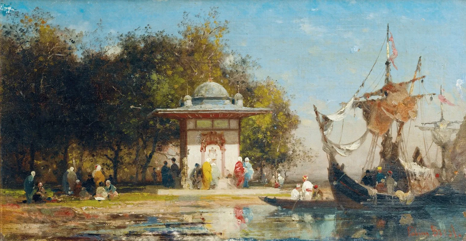 A Fountain By The Sea In Turkey Wall Art by Germain Fabius Brest - High-Resolution Digital Print