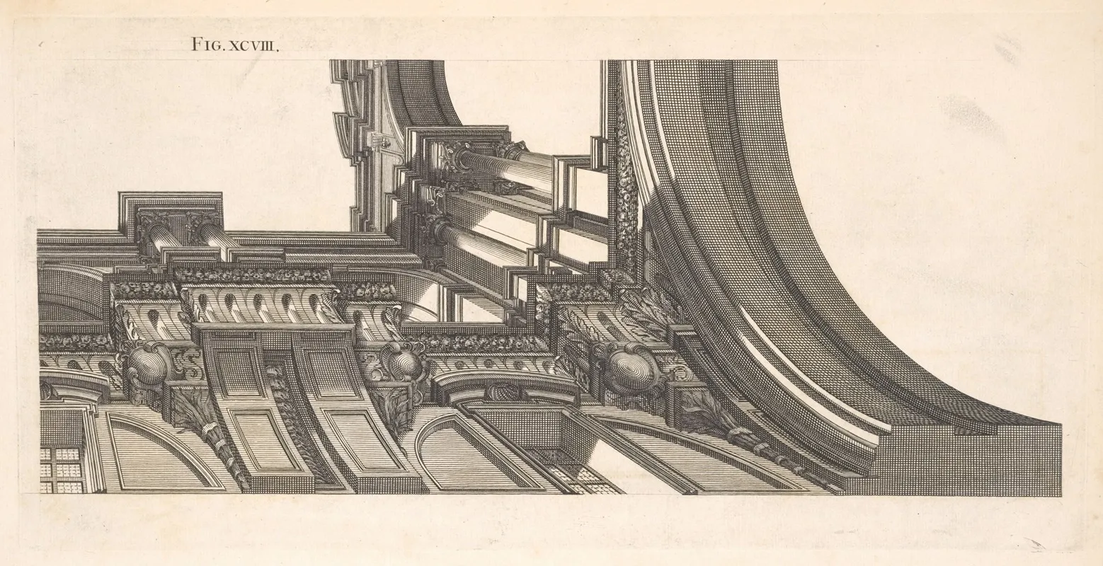 A Fourth Part Of The Architectonical Design Painted On The Vault Of S Ignatiuss Church With Its Lights And Shadows Wall Art by Andrea Pozzo - High-Resolution Digital Print