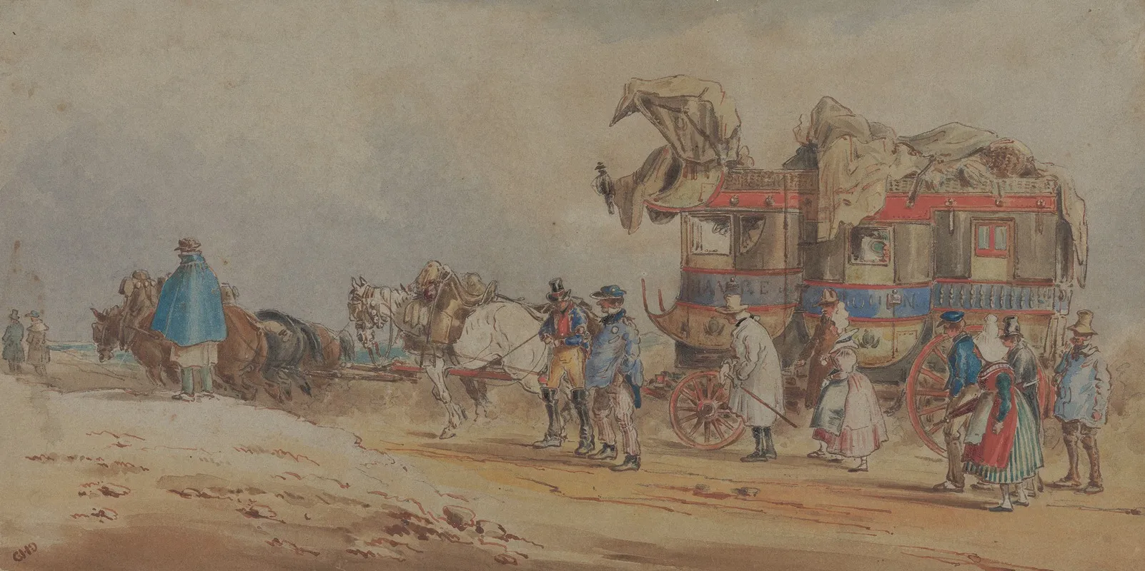 A French Diligence Of 1830 Wall Art by Charles Cooper Henderson - High-Resolution Digital Print