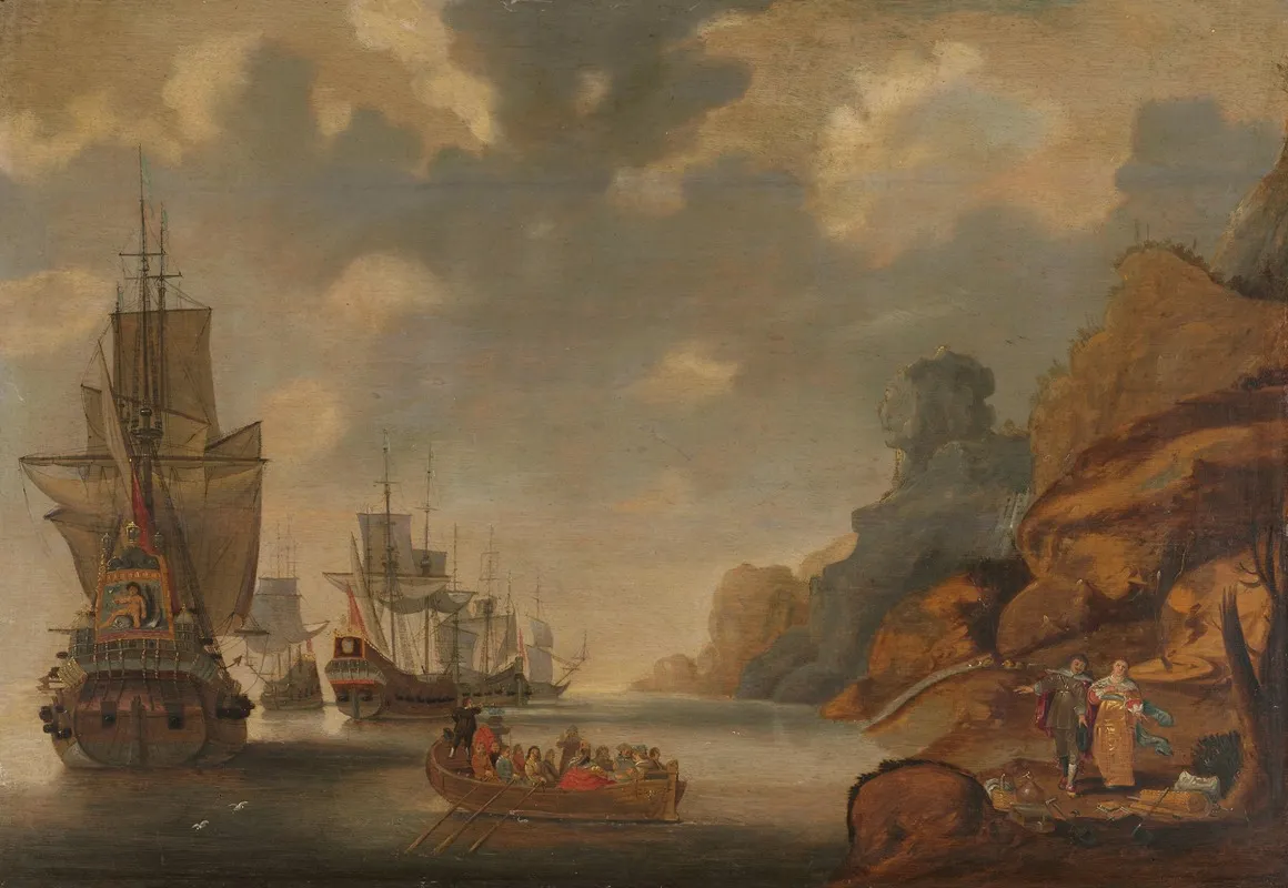 A French Squadron Near A Rocky Coast