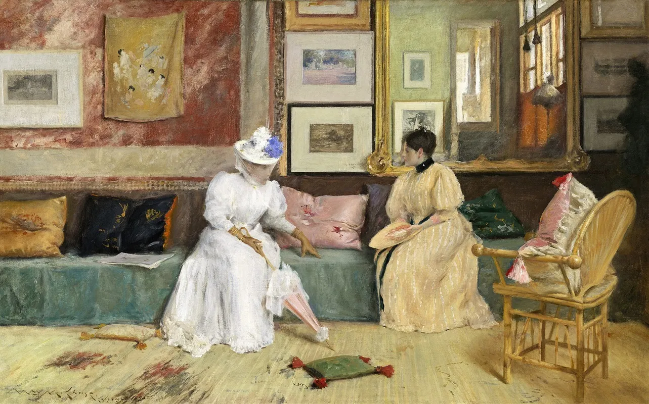 A Friendly Call Wall Art by William Merritt Chase - High-Resolution Digital Print